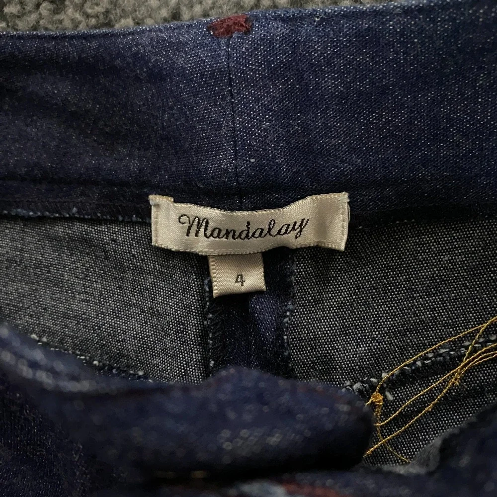 Vintage Y2K Mandalay Jeans size 4 Flare Bootcut Hand Painted Flowers Boho NEW - Picture 3 of 12